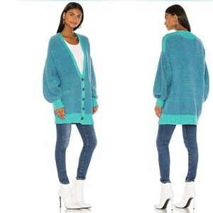 FREE PEOPLE Snow Drop Oversized Cardigan Sweater Blue Nile XS